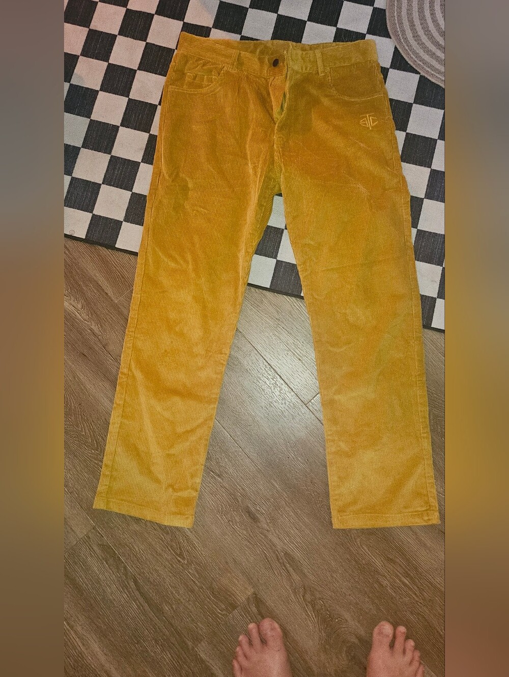 ETC Clothing-Mustard Corduroy Straight-Leg Pants